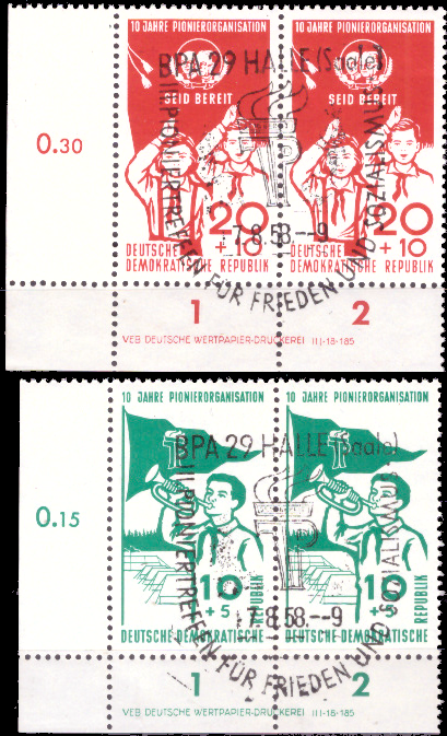 Briefmarken DDR 1958, Mi.Nr. 645 DV-646 DV (Druckvermerk), Ersttagssonderstempel Gestempelt