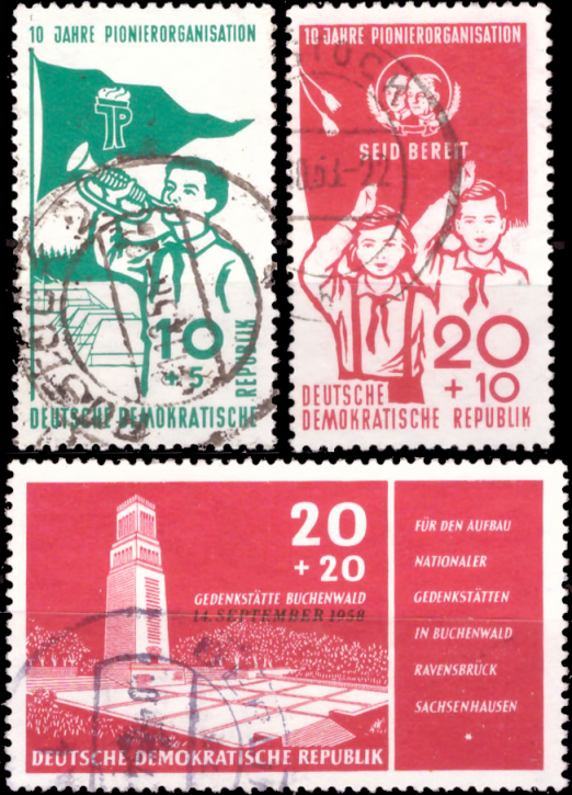 Briefmarken DDR 1958, Mi.Nr. 645-646, 651, Gestempelt