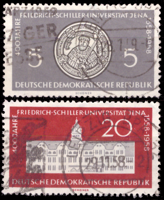 Briefmarken DDR 1958, Mi.Nr. 647-648, Schiller-Universität Jena, Gestempelt