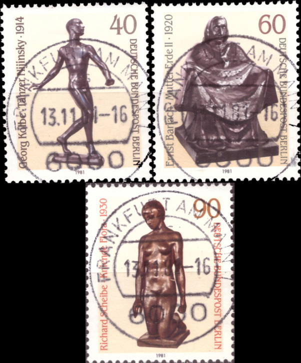 Briefmarken Berlin 1981, Mi.Nr. 655-657, Skulpturen des 20. Jahrhunderts. Gestempelt