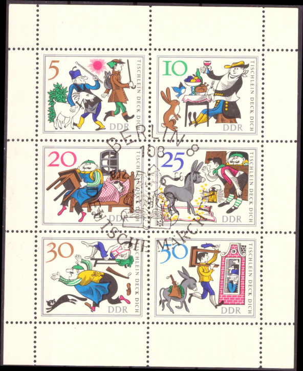 Briefmarken DDR 1966, Mi.Nr. 1236-1241 Kleinbogen, Märchen (I). Gestempelt