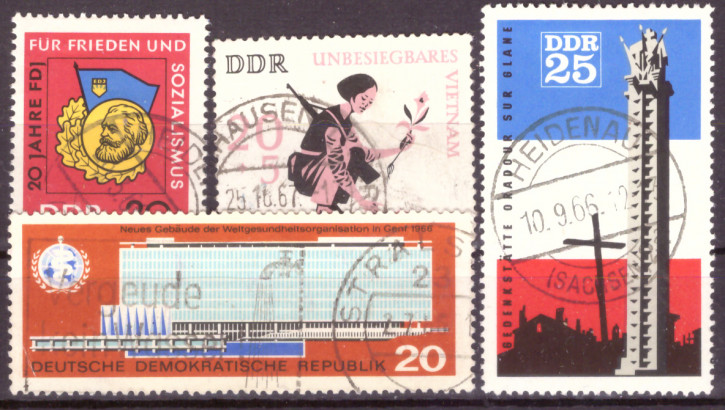 Briefmarken DDR 1966, Mi. Nr. 1167, 1178, 1206, 1220, Gestempelt