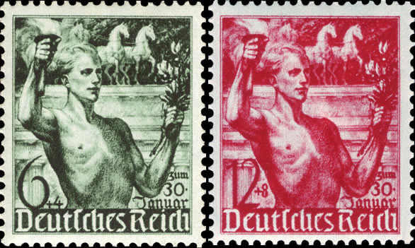 Briefmarken Deutsches Reich 1938, Nr. 660-661, Fackelträger, Postfrisch