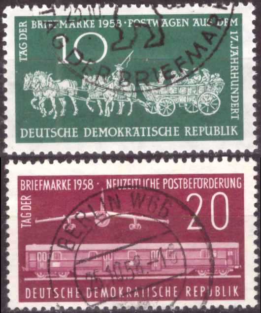 Briefmarken Briefmarken DDR 1958, Mi.Nr. 660-661, Tag der Briefmarke, Gestempelt