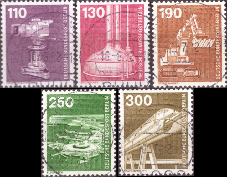 Briefmarken Berlin 1982, Mi.Nr. 668-672, Freimarken: Industrie und Technik (III). Gestempelt