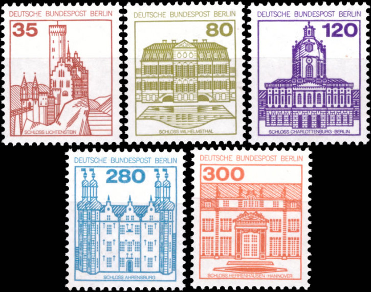 Briefmarken Berlin 1982, Mi.Nr. 673-677, Freimarken: Burgen und Schlösser (V). Postfrisch