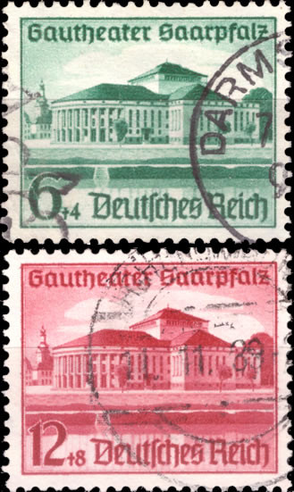 Briefmarken Deutsches Reich 1938, Mi. Nr. 673-674, Eröffnung des Theaters Saarpfalz, Gestempelt