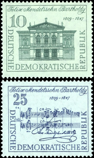 Briefmarken DDR 1959, Mi.Nr. 676-677, Mendelssohn Bartholdy, Postfrisch