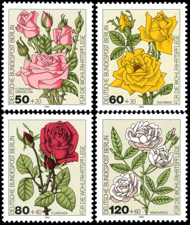 Briefmarken Berlin 1982, Mi.Nr. 680-683, Wohlfahrt: Gartenrosen. Postfrisch