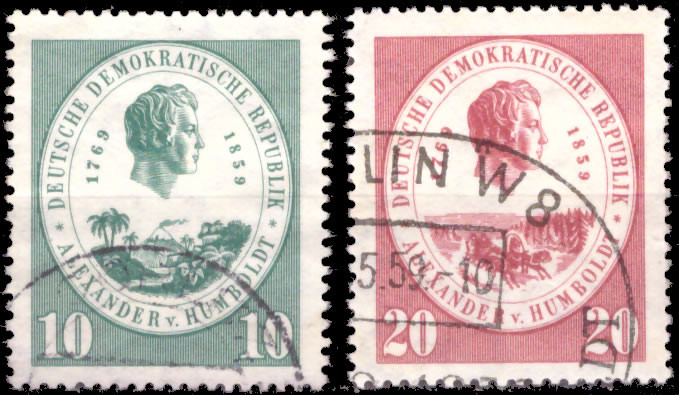 Briefmarken DDR 1959, Mi.Nr. 684-685, Alexander von Humboldt. Gestempelt
