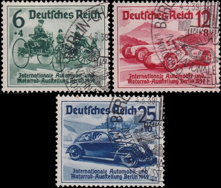 Briefmarken Deutsches Reich 1939, Mi.Nr. 686-688, Automobilausstellung, Gestempelt