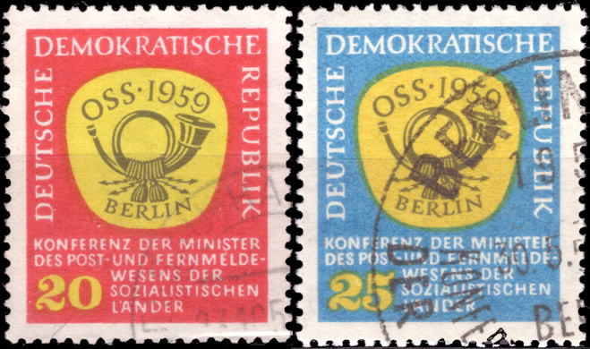 Briefmarken DDR 1959, Mi.Nr. 686-687, Post- und Fernmeldewesen. Gestempelt
