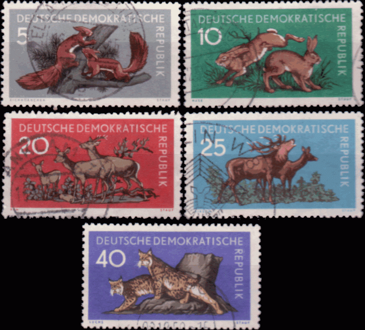 Briefmarken DDR 1959, Mi.Nr. 688-692, Naturschutz, Gestempelt