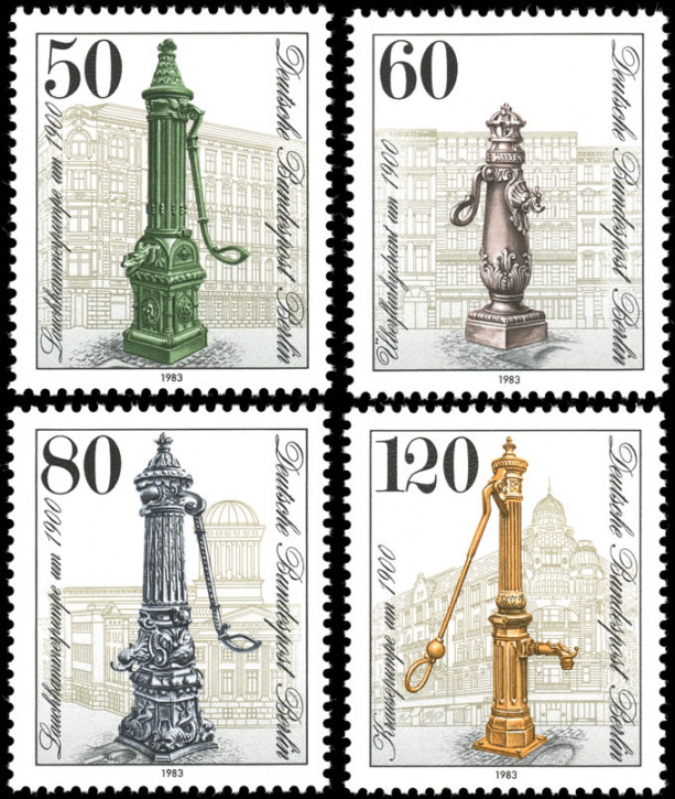 Briefmarken Berlin 1983, Mi.Nr. 689-692, Historische Straßenpumpen in Berlin. Postfrisch