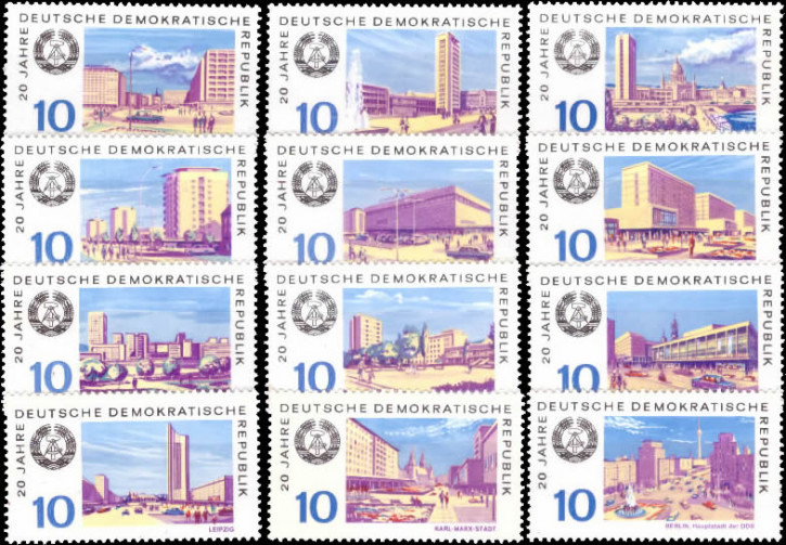 Briefmarken DDR 1969, Mi. Nr. 1495-1506, 20 Jahre DDR (I). Postfrisch