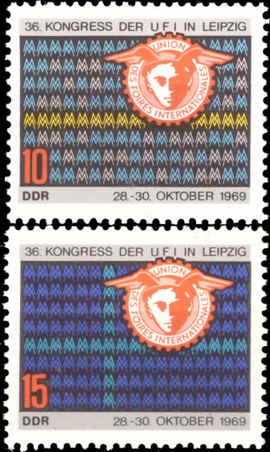 Briefmarken DDR 1969, Mi. Nr. 1515-1516, Int. Messeverband (UFI). Postfrisch