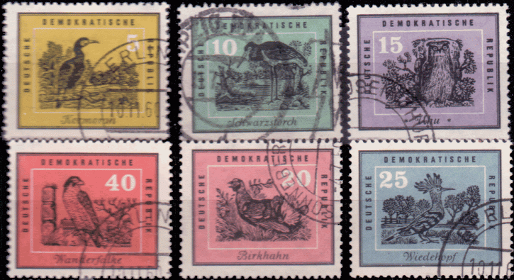 Briefmarken DDR 1959, Mi. Nr. 698-703, Heimische Vögel, Gestempelt