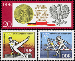 Briefmarken DDR 1970, Mi.Nr. 1591, 1594-1595. Postfrisch