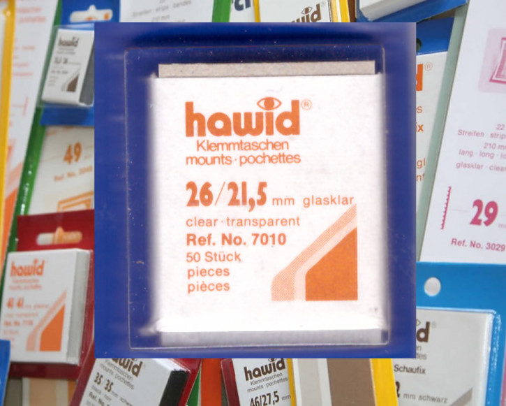 Die letzten hawid® Klemmtaschen-Zuschnitte, 26 x 21,5 mm, glasklar, 50 Stück