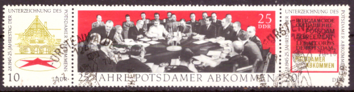 Briefmarken DDR 1970, Mi.Nr. 1598-1600 (WZd237), Potsdamer Abkommens. Gestempelt