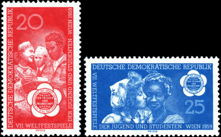 Briefmarken DDR 1959, Mi. Nr. 705-706, Weltfestspiele, Postfrisch