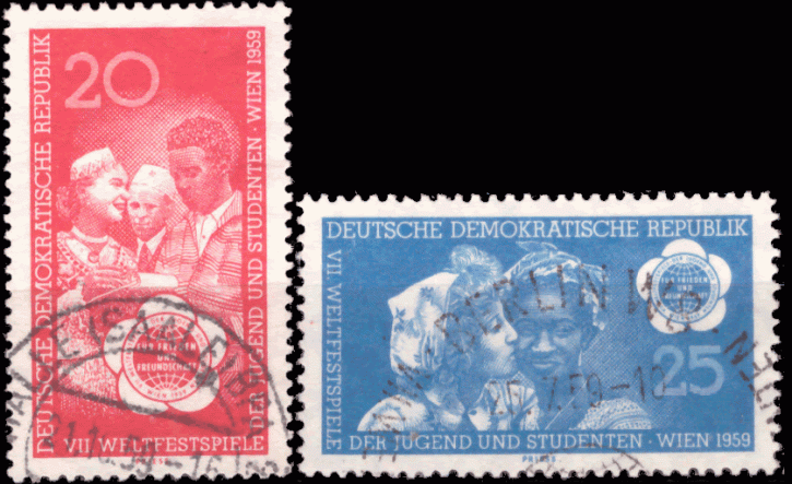 Briefmarken DDR 1959, Mi. Nr. 705-706, Weltfestspiele, Gestempelt