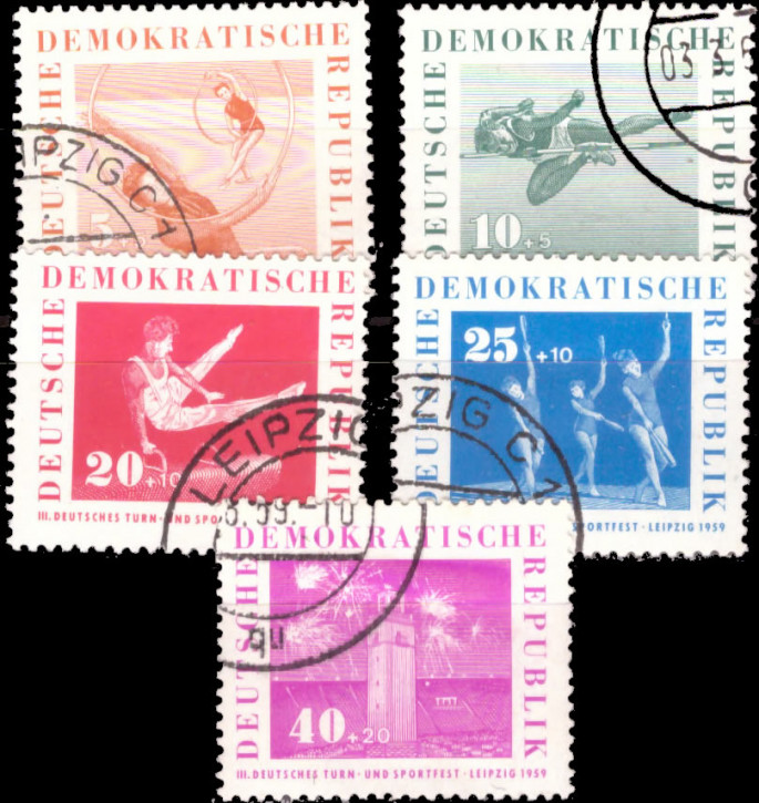 Briefmarken DDR 1959, Mi.Nr. 707-711, Turn- und Sportfest, Gestempelt