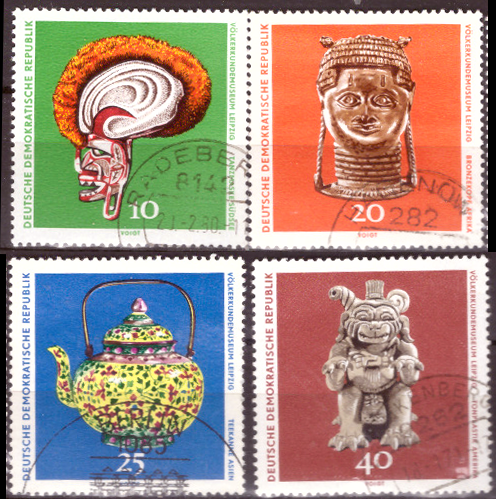 Briefmarken: DDR 1971, Mi.Nr. 1632-1635, Museum für Völkerkunde, Leipzig. Gestempelt