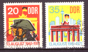 Briefmarken: DDR 1971, Mi.Nr. 1691-1692, 10 Jahre Berliner Mauer. Gestempelt