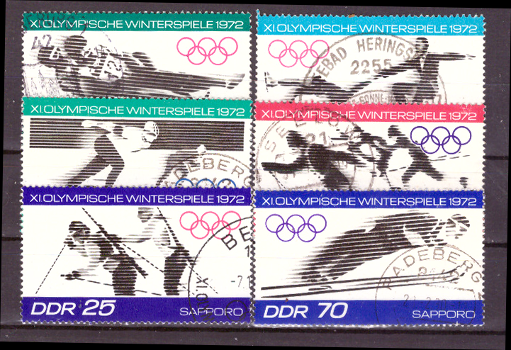 Briefmarken: DDR 1971, Mi.Nr. 1725-1730, Olympische Winterspiele 1972, Sapporo. Gestempelt
