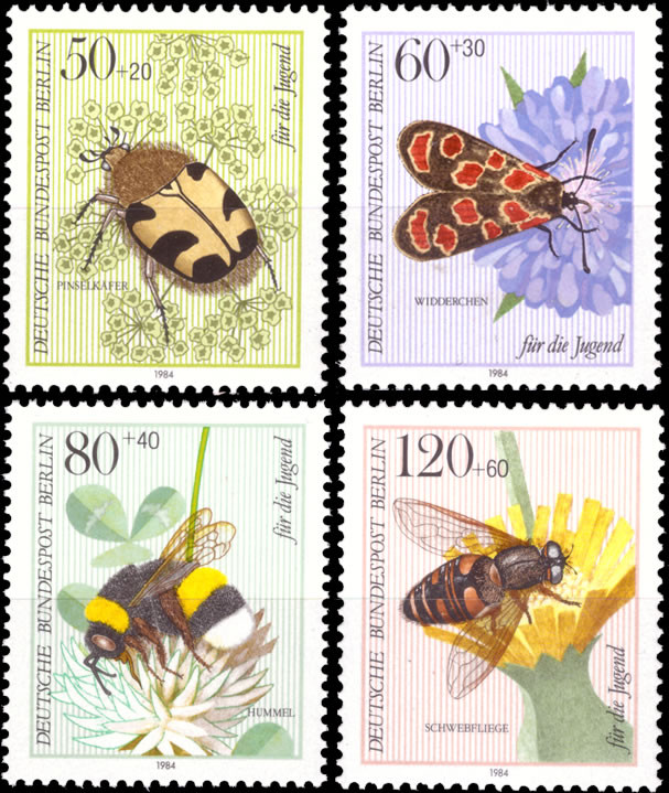 Briefmarken Berlin 1984, Mi.Nr. 712-715, Jugend: Bestäuberinsekten. Postfrisch