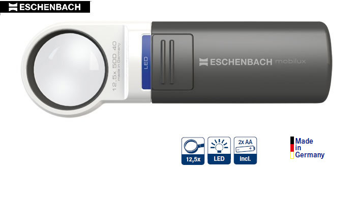 ESCHENBACH Taschenleuchtlupe mobilux LED, 12,5fache Vergrößerung