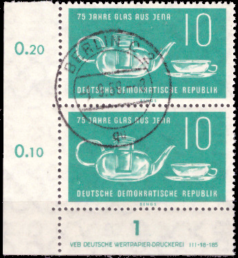 Briefmarken DDR 1959, Mi. Nr. 713 DV (mit Druckvermerk), Jenaer Glaswerke, Ersttagsstempel Gestempelt