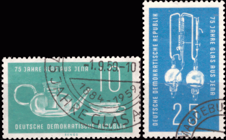 Briefmarken DDR 1959, Mi. Nr. 713-714, Jenaer Glaswerke, Gestempelt