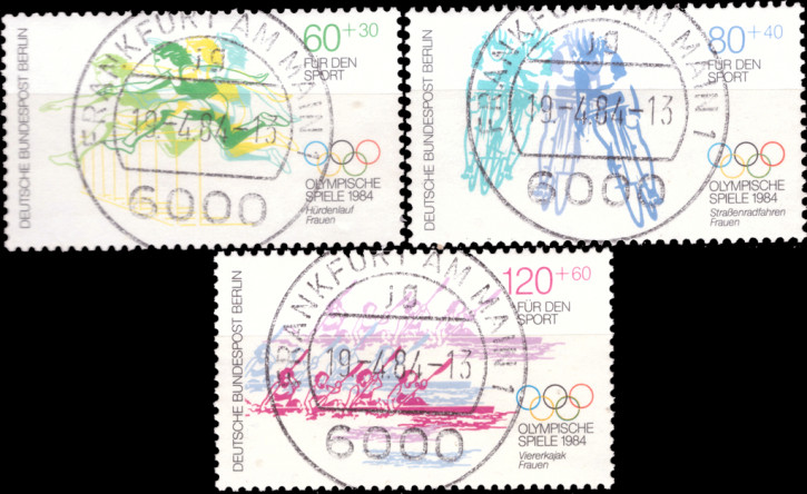 Briefmarken Berlin 1984, Mi.Nr. 716-718, Sporthilfe: Olympische Sommerspiele, Los Angeles. Gestempelt