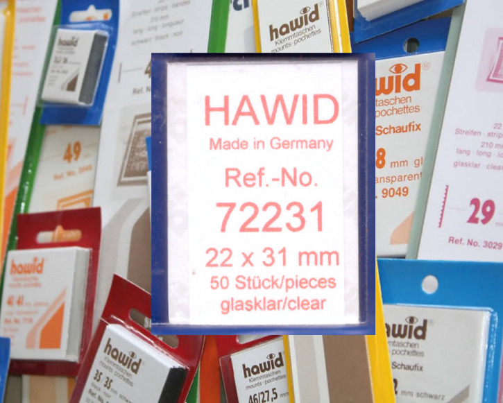 Die letzten hawid® Klemmtaschen-Zuschnitte, 22 x 31 mm, glasklar, 50 Stück