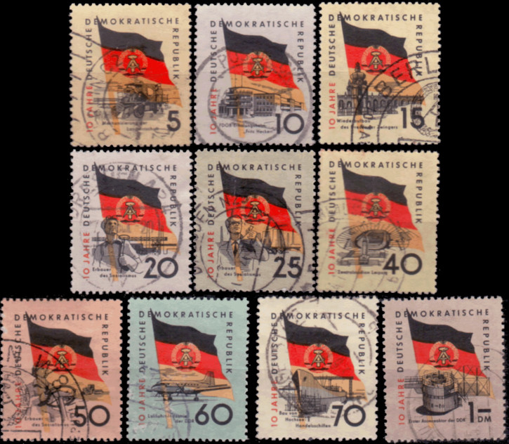 Briefmarken DDR 1959, Mi.Nr. 722-731, 10 Jahre DDR, Gestempelt