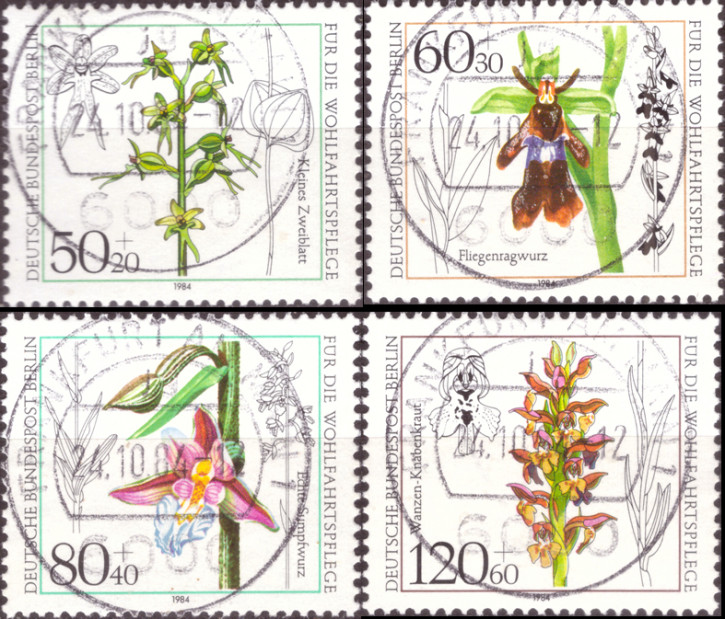 Briefmarken Berlin 1984, Mi.Nr. 724-727, Wohlfahrt: Orchideen. Gestempelt