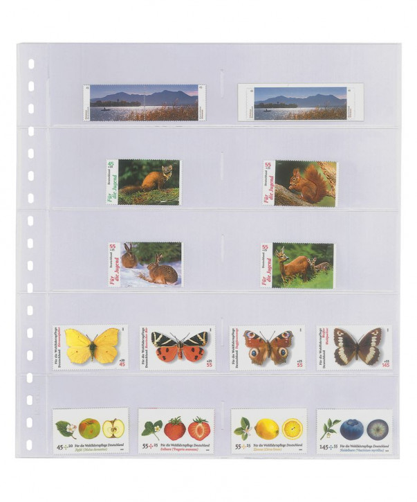 Lindner Klarsichthülle mit 8 Streifen (30 mKlarsichthülle mit 10 Taschen (53 x 120 mm), mit schwarzem Zwischenblatt, 10er-Packung
