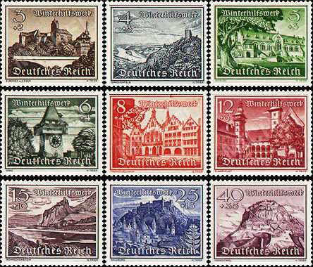 Briefmarken Deutsches Reich 1939, Mi.Nr. 730-738, Winterhilfe-Bauwerke, Postfrisch
