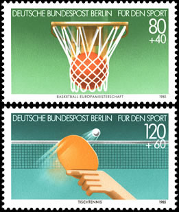 Briefmarken Berlin 1985, Mi.Nr. 732-733, Sporthilfe: Basketball-Europameisterschaft der Männer. Postfrisch