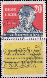 Briefmarken DDR 1959, Zusammendruck Mi.Nr. 732 (S ZdA9), Johannes R. Becher. Gestempelt