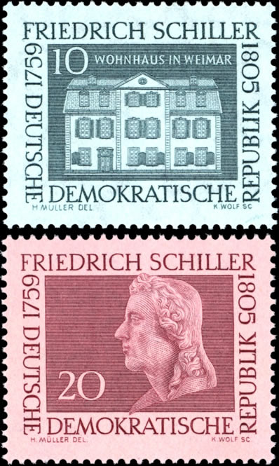 Briefmarken DDR 1959, Mi.Nr. 733-734, Friedrich Schiller. Postfrisch