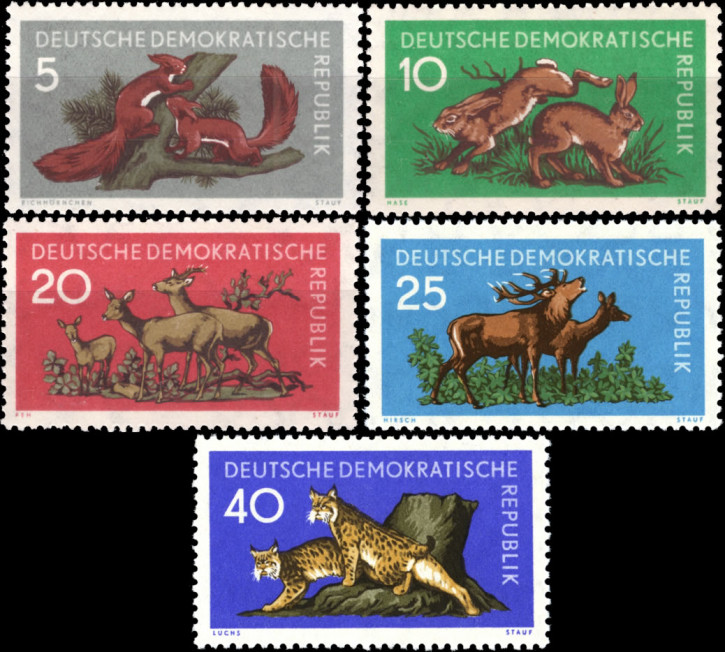 Briefmarken DDR 1959, Mi.Nr. 737-741, Waldtiere, Postfrisch