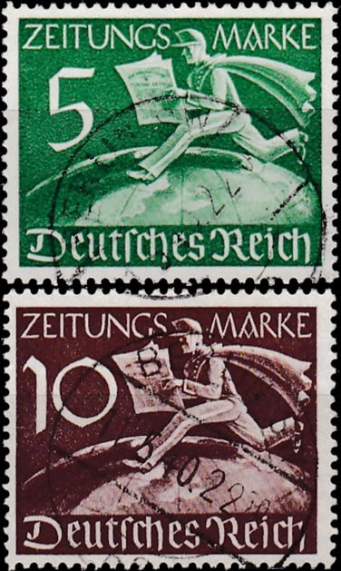 Briefmarken Deutsches Reich 1939, Mi.Nr. Z738-Z739, Auslands-Zeitungsmarken, Gestempelt