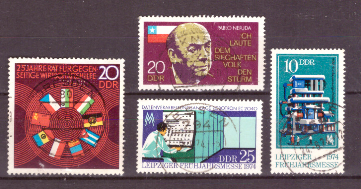 Briefmarken: DDR 1974, Mi. Nr. 1918, 1921, 1931-1932. Gestempelt