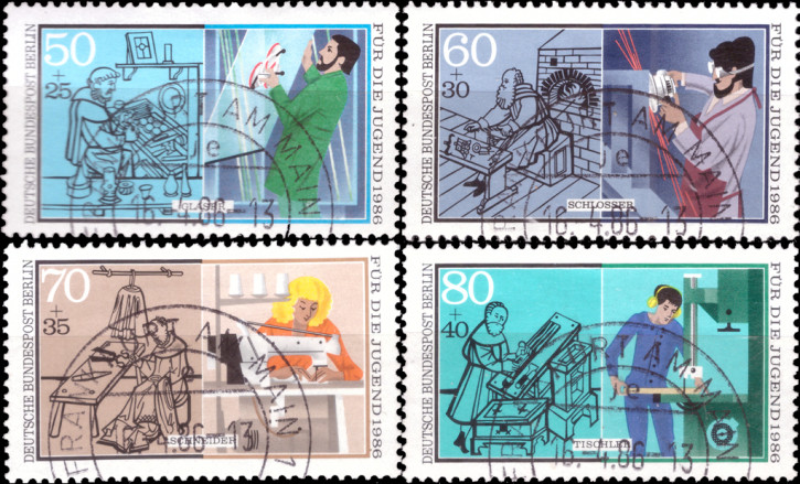 Briefmarken Berlin 1986: Mi.Nr. 754-757, Jugend: Handwerksberufe. Gestempelt