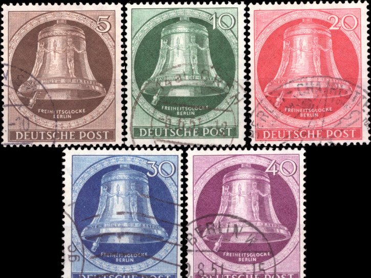 Briefmarken Berlin Mi.Nr. 75-79, Freiheitsglocke (I), Klöppel links, Gestempelt
