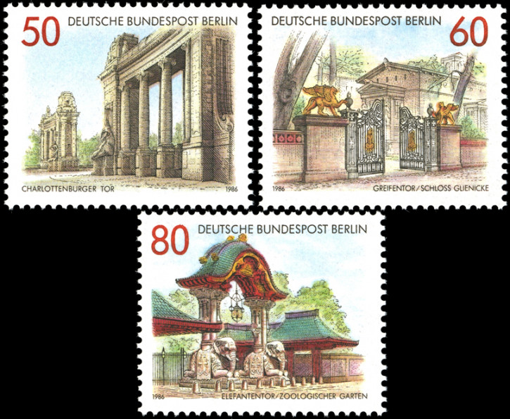 Briefmarken Berlin 1986, Mi.Nr. 761-763: Portale und Tore in Berlin. Postfrisch