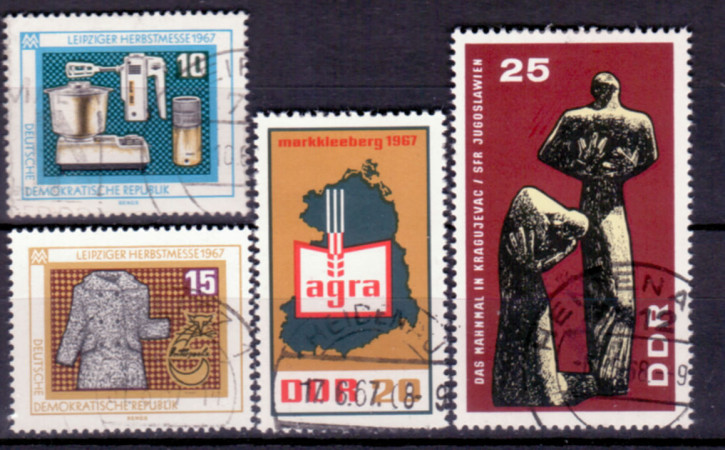 Briefmarken DDR 1967, Mi.Nr. 1292, 1306-1307, 1311, Gestempelt
